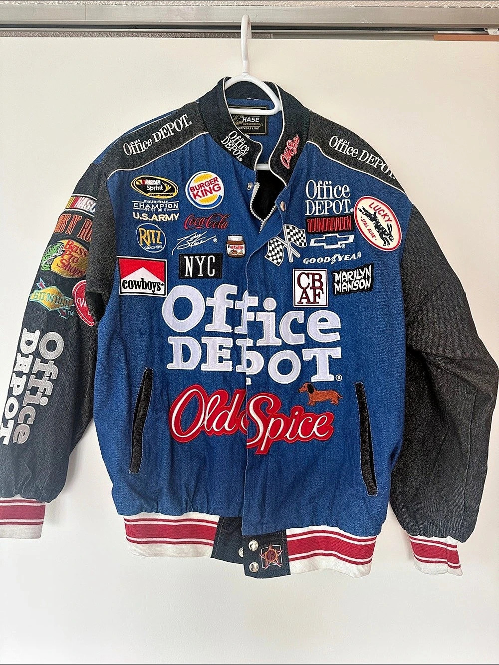 Korean Blue & Black Varsity Jacket with patches